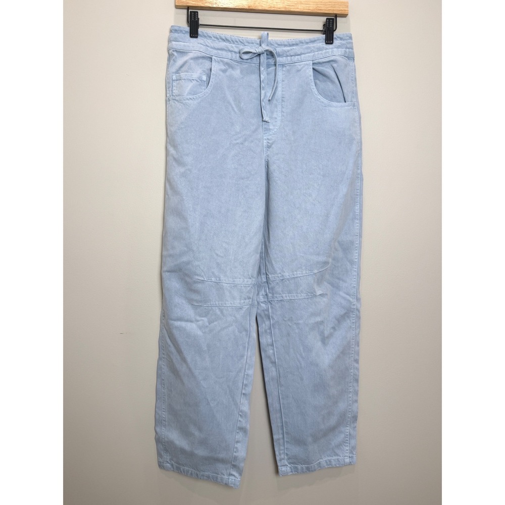 YFB Barrel Leg Cropped Drawstring Light Wash Blue Lyocell Cotton Pants Denim M